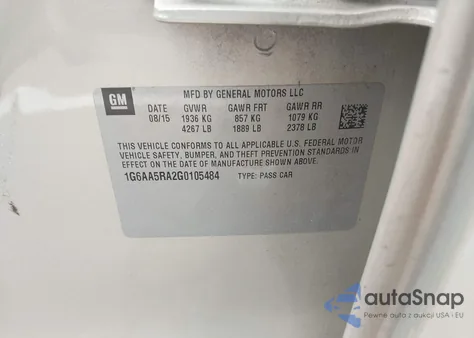 2016 Cadillac Ats Standard из США, поврежденный, VIN 1G6AA5RA2G0105484